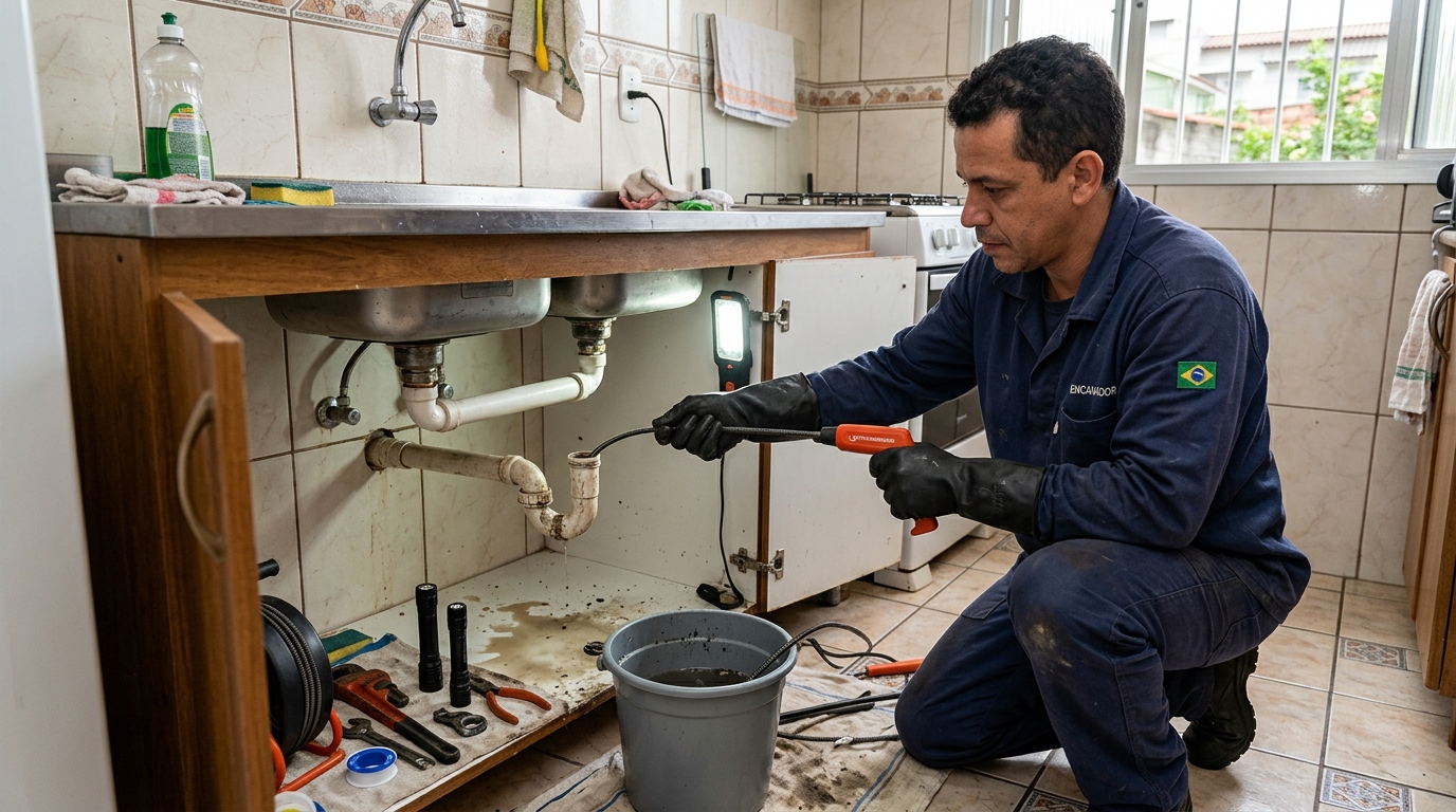 Equipe de desentupimento de canos em Maringá-PR
